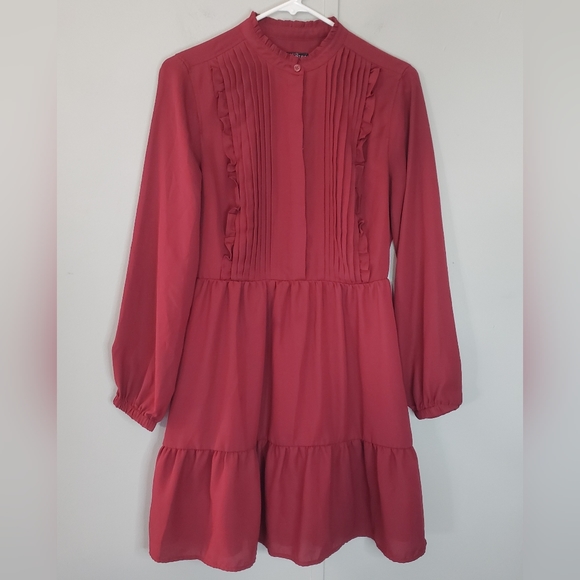 J. Crew Mercantile Long Sleeve High Neck Burgundy Dress - Picture 4 of 12